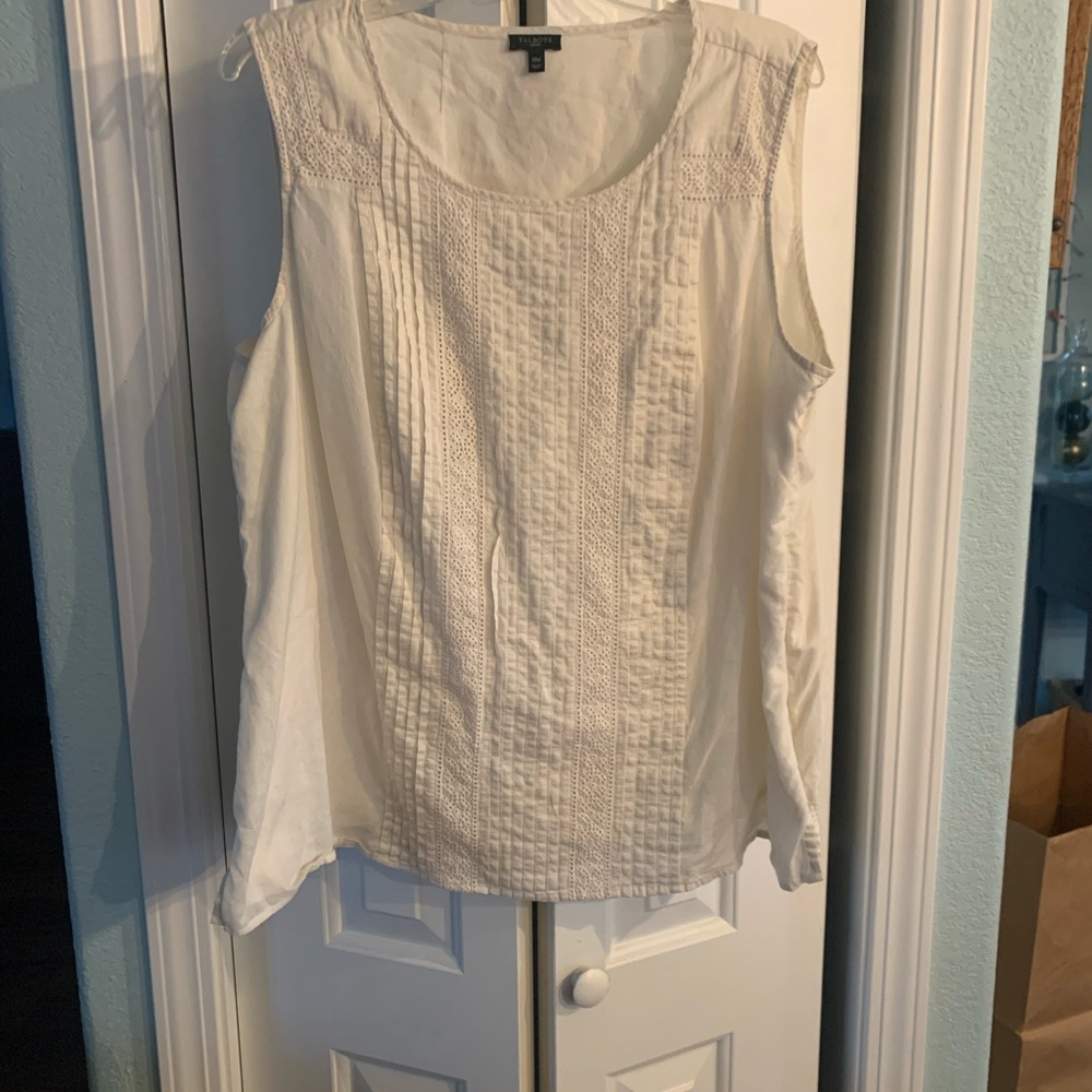 Talbots 18w cream sleeveless lace blouse